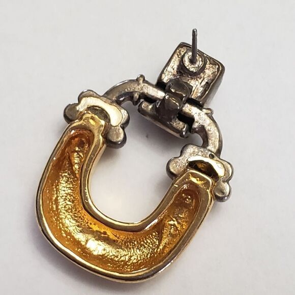 VINTAGE Mixed Metals Pierced Earrings - Picture 6 of 8